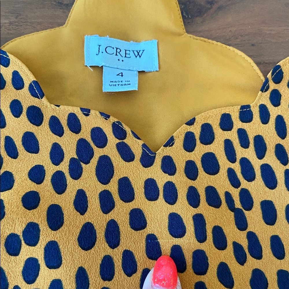 J. Crew leopard print cami tank top scalloped cami golden yellow contemporary 4 - Picture 14 of 16